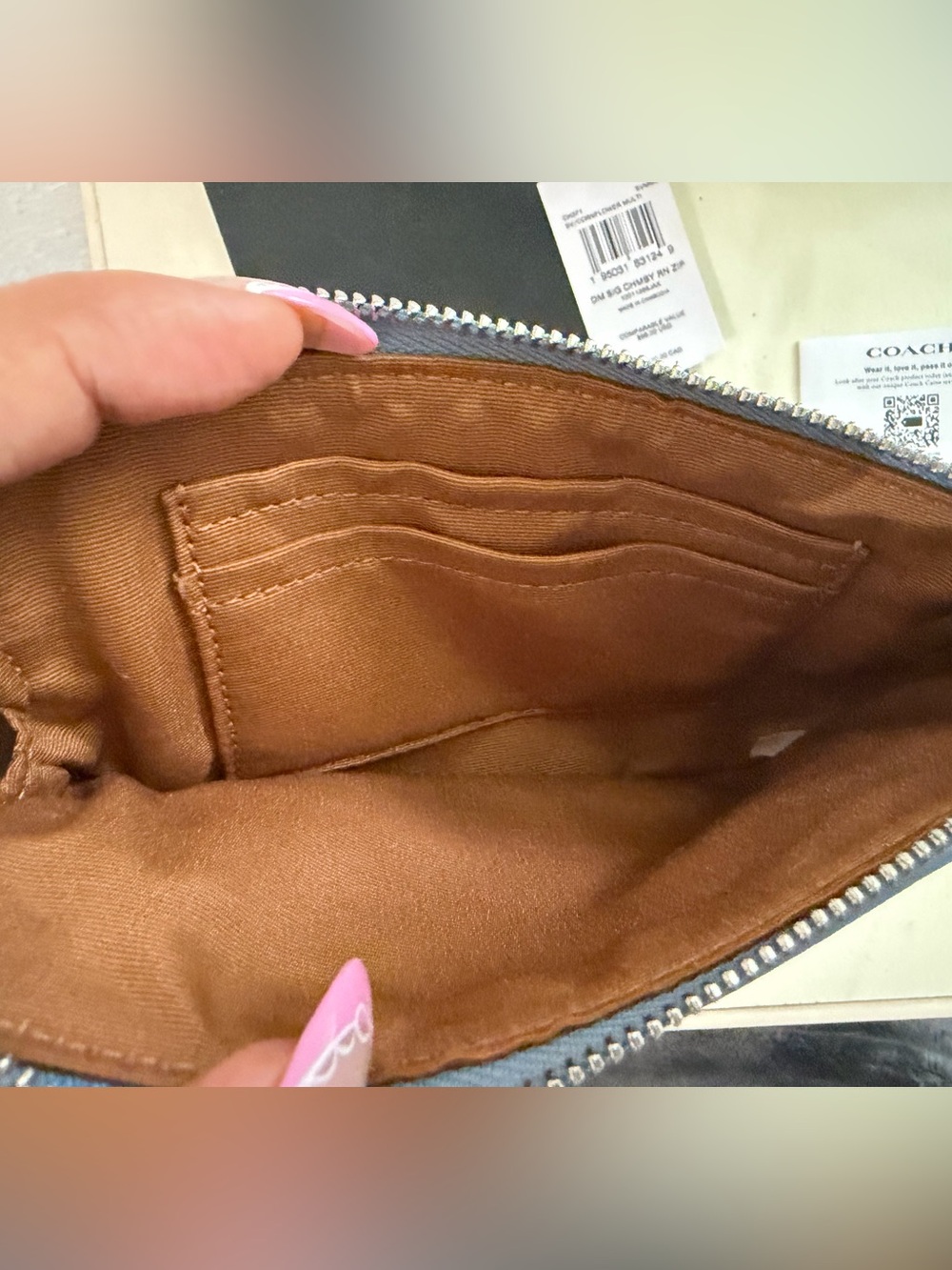 Coach Light Blue Denim Zip Wristlet - Picture 3 of 6